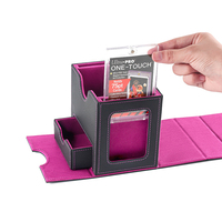 Boîte de rangement pour cartes de jeu de société TCG CCG avec 2 séparateurs en cuir PU de qualité supérieure, capacité de plus de 120 cartes protégées, élégante, durable et polyvalente