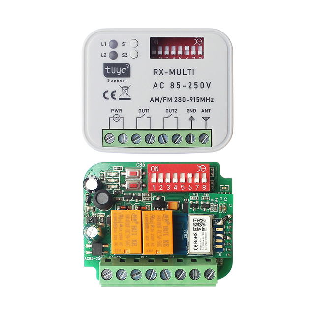 AC85-250V Universal TUYA WIFI Garage Door Receiver Smart WIFI Gate Receiver Compatible with Most of Brand Remote