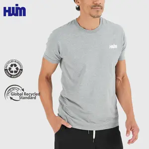 Camiseta de algodón orgánico estándar reciclado global personalizada, duradera, sostenible, ecológica, 100% camisetas recicladas para hombres