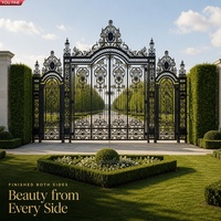 Portail d'entrée classique en fer forgé YOUFINE, double arche, grand luxe, pour villa, manoir et propriété privée