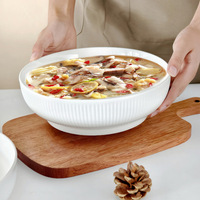 Bol à soupe en céramique rayé de style japonais classique, grand bol en porcelaine émaillée pour fêtes, mariages, nouilles - Vente en gros