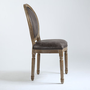 Chaise Louis Xvi de madera de caucho Ksf25017 gris tela de negro tradicional Silla de comedor de cuero sólido de la pierna - Product Image 3
