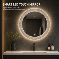 Ensemble de meubles de salle de bain suspendus modernes avec vasque en céramique, miroir LED intelligent et armoire latérale suspendue pour hôtel et maison (OEM)