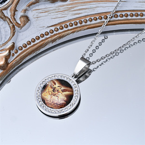 Collar con Colgante de San José, Jesús, <span class=keywords><strong>Padre</strong></span> Santo, Virgen María, <span class=keywords><strong>Ángel</strong></span>, Cristiano, Católico, de Acero Inoxidable con Circonita Impermeable - Product Image 6