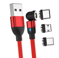 Cable de Datos para Juegos 3 en 1 con Logotipo OEM, Rotación Magnética, 5V/2.4A, Flexible, Plegable, Carga Rápida, Impresora, Cobre Puro, Nailon