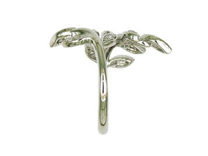 แหวนทองคำขาว 18K ประดับเพชรทรงใบไม้คู่ ดีไซน์เปิดวง โรแมนติก แรงบันดาลใจจากธรรมชาติ เครื่องประดับหรูหราสำหรับผู้หญิง - Product Image 2