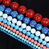Boule ronde créée perles d'opale bijoux pierre d'opale chaleur pierre synthétique étoile blanche faisant dans les 2 jours ouvrables 4.0-12.0 Mm Super