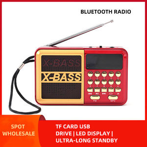 Factory Red Portable X-BASS FM Radio with Digital Keypad LCD Display <b>USB</b> TF BT Radio Player 1200mAh Rechargeable Elderly Outdoor - Product Image 4