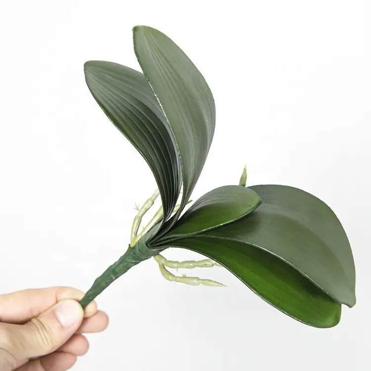 E-3102 Wholesale Green Artificial Orchid Leaves Artificial Orchid Latex Real Touch Orchid Leaves For Flower Arrangement