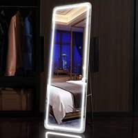 Miroir sur pied arqué en alliage d'aluminium avec éclairage LED intelligent, idéal pour dressing et salle de bain – Approvisionnement direct usine