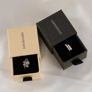 Custom Logo Black Sliding Drawer Jewelry Packaging Box Paper Cardboard <b>Ring</b> Gift Box Wholesale 5.5x5.5x4cm - Product Image 1