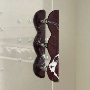 Manijas de Puerta de Alta Gama SAIDKOCC para Tiendas de Ropa, Mármol Natural de Lujo, Manija Festoneada Rojo Rosso Levanto con Borde de Flor para Hotel - Product Image 1