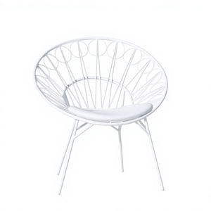 Decorative High Quality Home Furniture Bowl Shape Vintage Design Mesh White European Style Wire Metal Cafe Restaurant Chair - Product Image 1