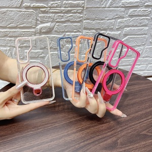 Coque de téléphone Design de luxe avec support pour téléphone Coque arrière magnétique transparente Coque de protection anti-dérapante pour <span class=keywords><strong>Samsung</strong></span> S25 Ultra S24 Ultra - Product Image 4