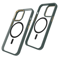 Étui magnétique antichoc haut de gamme en TPU et PC, design armure étanche, avec anneau en aluminium transparent, pour la vente en gros et respectueux de l'environnement