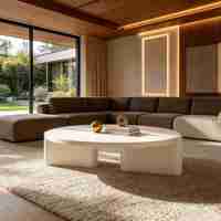 Table basse ovale moderne en marbre, table centrale de salon en pierre naturelle massif, table basse de luxe sur mesure