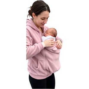 KY <span class=keywords><strong>Sweat</strong></span>-shirt <span class=keywords><strong>porte</strong></span>-bébé kangourou zippé en polaire pour nouveau-né, décontracté - Product Image 1