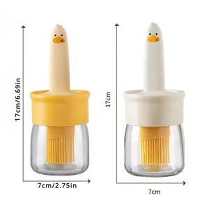 Duck Shape Silicone Oil <b>Brush</b> <b>Bottle</b> Integrated Glass Oil Dispenser Kitchen Cooking Basting <b>Brush</b> For BBQ Grilling Baking - Product Image 6