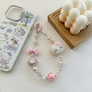 <span class=keywords><strong>Accessori</strong></span> <span class=keywords><strong>Hello</strong></span> <span class=keywords><strong>Kitty</strong></span> dei cartoni animati: artigianato di alta qualità per aspersione di zucchero, catena per telefono con perline dipinte a mano, portachiavi e borsa - Product Image 3