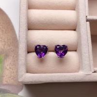 Hypoallergene 925 sterling zilveren oorringen met 6mm hartvormige natuurlijke edelsteen voor gevoelige oren, cadeau voor vrouwen