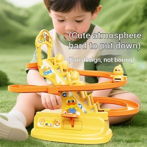 Jouet en bois <span class=keywords><strong>Canard</strong></span> montant les escaliers sur piste coulissante, design <span class=keywords><strong>jaune</strong></span> mignon, apprentissage Montessori pour tout-petits et bébés - Product Image 3