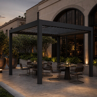 Pavillon en aluminium à toit bioclimatique réglable pour terrasse de restaurant en plein air
