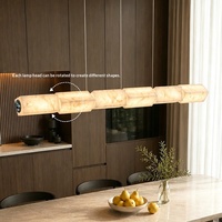 Luminaire suspendu linéaire en aluminium et marbre personnalisé, style moderne minimaliste, pour îlot de cuisine