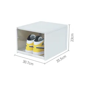 Organizador de zapatos apilable de gran tamaño, contenedor de soporte para zapatillas, cajón de Apertura frontal, cajas de almacenamiento