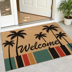 Alfombra de Entrada Cangming con Diseño de Palmera, Imitación de Fibra de Coco, Lavable, para Puerta Principal, 30x48 Pulgadas - Product Image 1