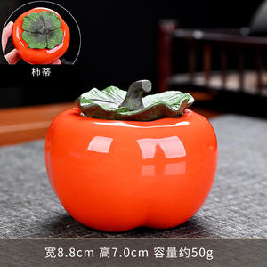 Recipiente para Té en Forma de Caqui, Tarro de Cerámica Hermético, Botella de Almacenamiento para Regalo de Boda - Product Image 4