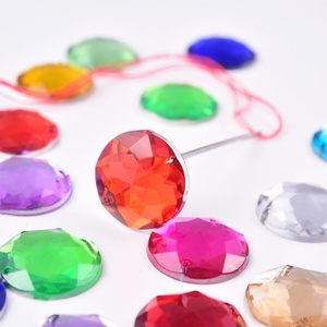 Pierres à coudre en acrylique OLeeya, pierres rondes à facettes et cristaux colorés, strass à dos plat à coudre pour accessoires vestimentaires - Product Image 2