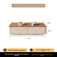 Meuble TV médiéval en bois massif avec étagères de rangement et table basse intégrée pour salon