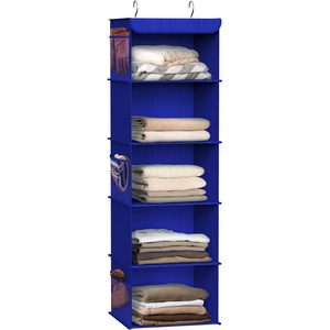 5 <b>Shelf</b> Hanging Closet Organizer Dark Blue Fabric Storage For Bedroom Clothing <b>Hook</b> Type - Product Image 1