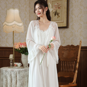 Abito da sposa camicia da notte camicia da sposa camicia da notte 2 pezzi Set di cotone stile principessa abito da mattina <span class=keywords><strong>vestiti</strong></span> per la casa - Product Image 5