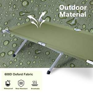 गर्म बिक्री भारी शुल्क आउटडोर स्ट्रेचर 600d ऑक्सीफोर्ड पोर्टेबल लुभावनी एल्यूमीनियम नींद तह शिविर यात्रा वयस्क बिस्तर खाट - Product Image 4