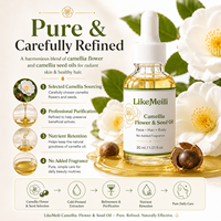 Huile de graines de camélia naturelle 30ml – Huile de beauté légère pour le visage, les cheveux et le corps – Brillance, adoucissement, hydratation quotidienne