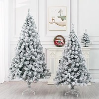 Sapin de Noël en PVC floqué blanc pré-éclairé à LED, décor de vitrine de centre commercial, 45 à 500 cm, intérieur/extérieur, fêtes de Noël