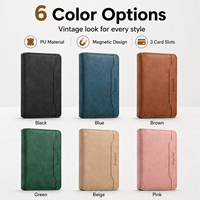 Senior |   Dompet Kartu Magnetik Kulit PU Premium Anti RFID Desain Vintage Tipis Minimalis Embossed Multi-Fungsi 6