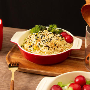 Plat à gratin en céramique de Chaozhou, 8 pouces, rond, résistant au four, avec deux poignées, pour la cuisine à domicile, vaisselle occidentale - Product Image 2