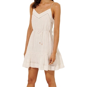 Robe pour femme personnalisée de haute qualité, élégante et décontractée, sans manches, col en V, à lacets, coupe trapèze, pour le printemps et l'été - Product Image 2