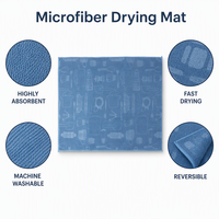 Tapis de drainage pour vaisselle en microfibre PU antidérapant pour comptoir de cuisine