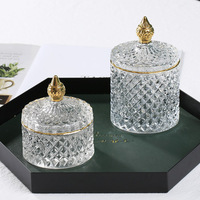 Bocaux en verre ronds rétro avec couvercle en verre, boîte de rangement transparente pour bijoux, pot à cotons-tiges, pot à thé, sucre, bonbons, emballage