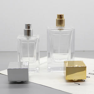 Venta al por Mayor de Frascos de Perfume Cuadrados Transparentes de Vidrio de 50 ml, Recargables con Peso y con Cierre a Presión, Envases Cosméticos Vacíos - Product Image 3