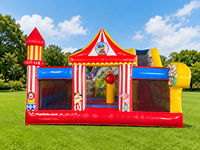 Château gonflable commercial à thème cirque pour enfants, toboggan, aire de jeux gonflable 5x5x4M en PVC pour l'extérieur