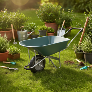 Carretilla de Dos Ruedas con Rueda Neumática de 15 Pulgadas, Bandeja Metálica, Manual, Verde, para Uso en Jardín - Product Image 2