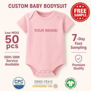 Campione Gratuito Personalizzabile con Logo, Body Neonato in Cotone Biologico 0-12 <span class=keywords><strong>Mesi</strong></span>, Maniche Corte, Tinta Unita, per Bambini e Bambine - Product Image 1
