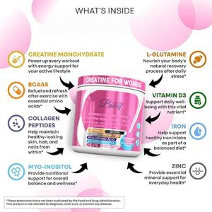 עיצוב לנשים: 5000mg קריאטין אבקה עם קולגן, bcas, חומצה היאלורונית, inositol, ויטמין d3 - Product Image 4