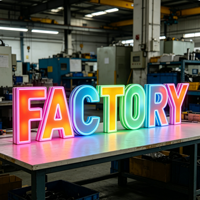 Letrero Luminoso LED RGB Multicolor para Exteriores, Resistente al Agua, con Iluminación Frontal 3D, Control por Aplicación, para Oficina y Hogar
