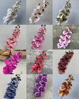 Vente en gros de fleurs d'orchidées Phalaenopsis artificielles de haute qualité à 9 têtes, imprimées en 3D, blanches, roses, bordeaux