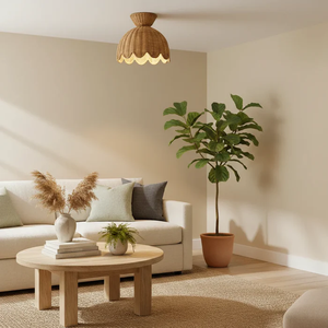 Lustre en <span class=keywords><strong>rotin</strong></span> en forme de <span class=keywords><strong>fleur</strong></span> sur mesure 2026, lampe suspendue en <span class=keywords><strong>rotin</strong></span>, <span class=keywords><strong>abat</strong></span>-<span class=keywords><strong>jour</strong></span> décoratif pour lampes de plafond - Product Image 2